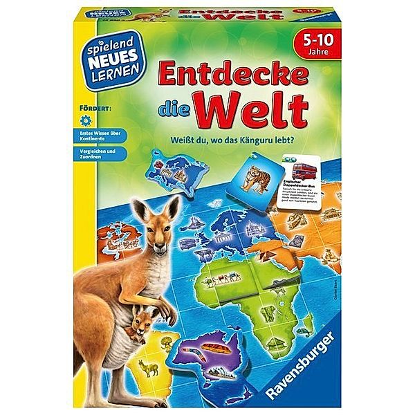 Ravensburger Verlag Ravensburger 24990 - Entdecke die Welt - Spielen und Lernen für Kinder, Lernspiel für Kinder von 5-10 Jahren, Spielend Neues Lernen für 2-4 Spieler, Gunter Baars