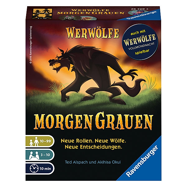 Ravensburger Verlag Ravensburger 26729 - Werwölfe - MorgenGrauen, Spielereihe ab 10 Jahren, Gesellschaftsspiel für 3-10 Spieler, Partyspiel, Ted Alspach, Akihisa Okui