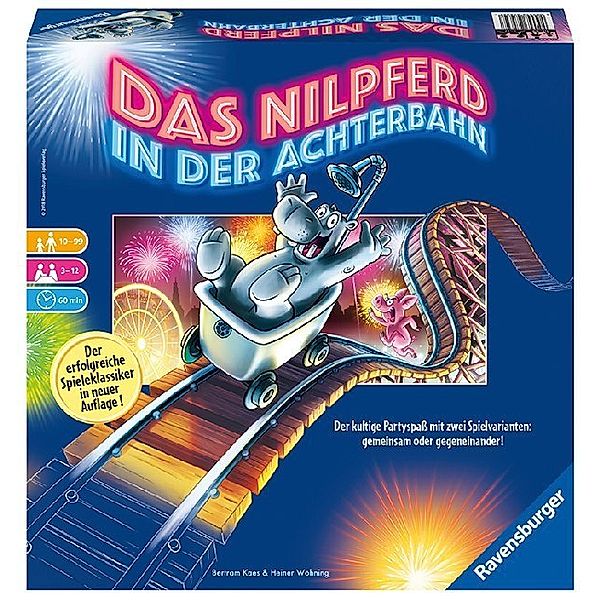 Ravensburger Verlag Ravensburger 26772 - Nilpferd in der Achterbahn - Gesellschaftsspiel für die ganze Familie, Spiel für Erwachsene und Kinder ab 10-99 Jahren, für 3-12 Spieler - Partyspiel, Bertram Kaes, Heiner Wöhning