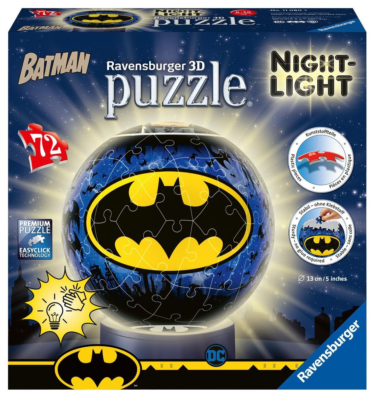 Ravensburger 3D Puzzle 11080 - Nachtlicht Puzzle-Ball Batman - 72 Teile -  ab 6 Jahren, LED Nachttischlampe mit Klatsch-M | Weltbild.de
