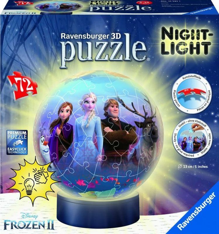 Ravensburger 3D Puzzle 11141 - Nachtlicht Puzzle-Ball Disney Frozen 2 - 72  Teile