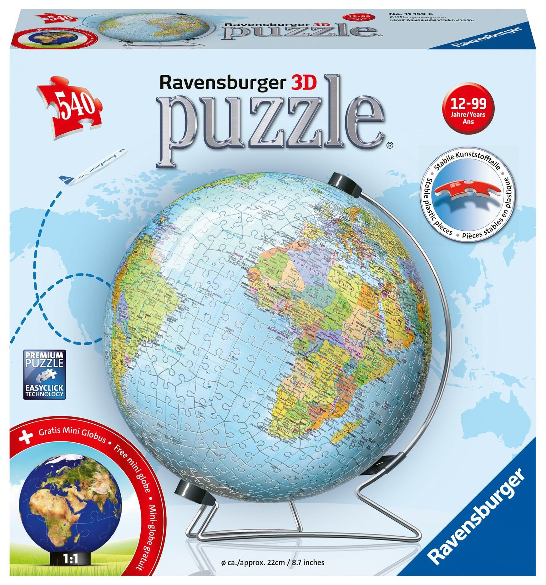 Ravensburger 3D Puzzle 11159 - Puzzle-Ball Globus in deutscher Sprache - 540  Teile - Puzzle-Ball Globus für Erwachsene u | Weltbild.ch