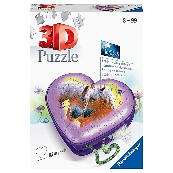 Ravensburger Verlag Ravensburger 3D Puzzle 11171 - Herzschatulle Pferde - 54 Teile - Aufbewahrungsbox für Pferde-Fans ab 8 Jahren