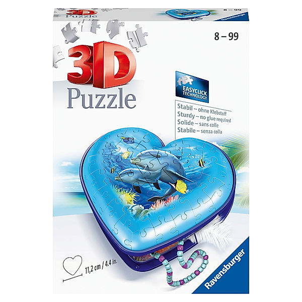 Ravensburger Verlag Ravensburger 3D Puzzle 11172 - Herzschatulle Unterwasserwelt - 54 Teile - Aufbewahrungsbox für Erwachsene und Kinder ab 8 Jahren