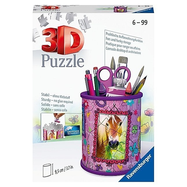 Ravensburger Verlag Ravensburger 3D Puzzle 11175 - Utensilo Pferde - 54 Teile - Stiftehalter für Tier-Fans ab 6 Jahren, Schreibtisch-Organizer für Kinder