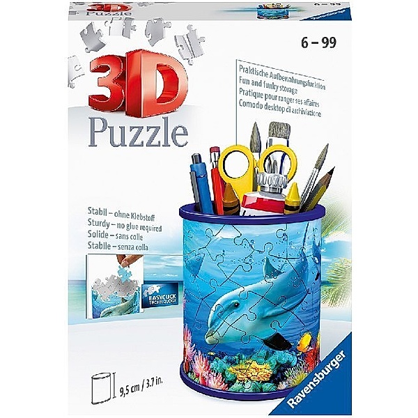 Ravensburger Verlag Ravensburger 3D Puzzle 11176 - Utensilo Unterwasserwelt - 54 Teile - Stiftehalter für Tierliebhaber ab 6 Jahren, Schreibtisch-Organizer für Kinder
