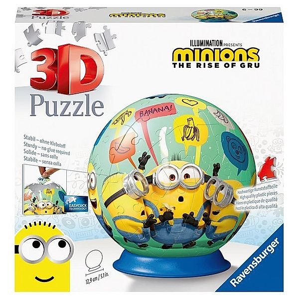 Ravensburger Verlag Ravensburger 3D Puzzle 11179 - Puzzle-Ball Minions - 72 Teile - Puzzle-Ball für Minions-Fans ab 6 Jahren