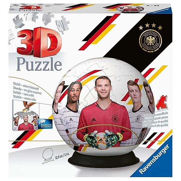 Ravensburger 3D Puzzle 11181 - Puzzle-Ball Die Mannschaft - 72 Teile - Puzzle-Ball zur EM für Fussball Fans ab 6 Jahren