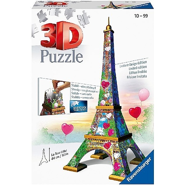 Ravensburger Verlag Ravensburger 3D Puzzle 11183 - Eiffelturm Love Edition - 216 Teile - Das Wahrzeichen aus der Stadt der Liebe zum selber Puzzeln ab 10 Jahren