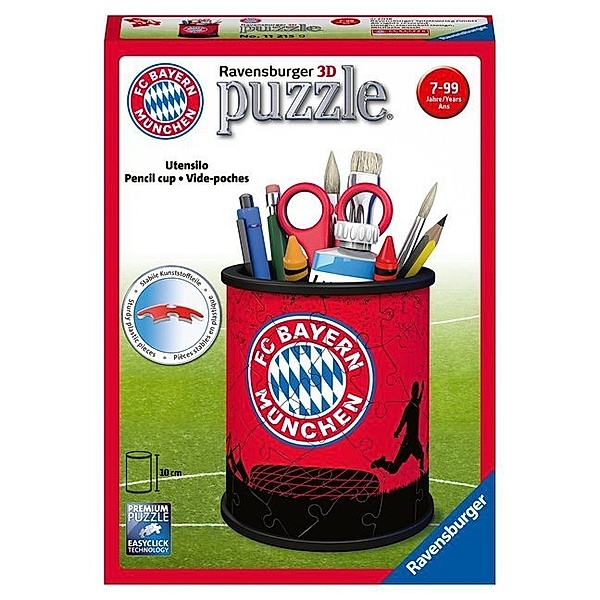 Ravensburger Verlag Ravensburger 3D Puzzle 11215 - Utensilo FC Bayern - 54 Teile - Stiftehalter für FC Bayern München Fans ab 6 Jahren, Schreibtisch-Organizer für Kinder