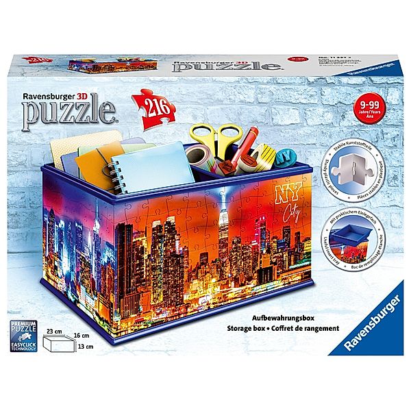 Ravensburger 3D Puzzle 11227 - Aufbewahrungsbox Skyline - 216 Teile - Aufbewahrungsbox für New York Fans ab 8 Jahren