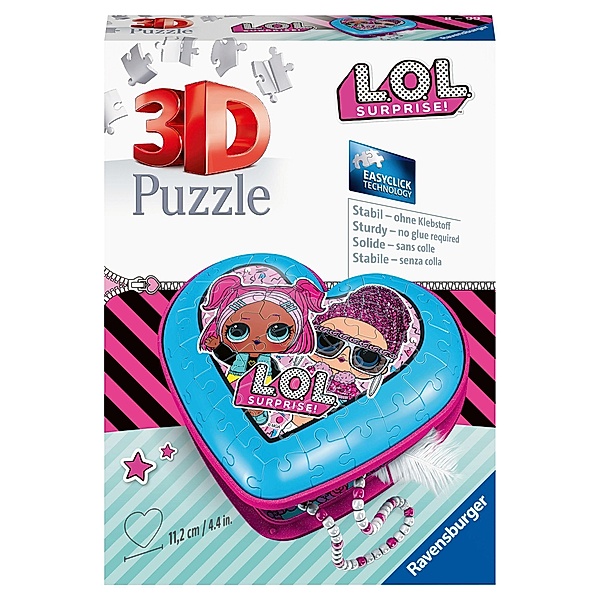 Ravensburger 3D Puzzle 11233 - Herzschatulle L.O.L. Surprise! - 54 Teile - Aufbewahrungsbox für Erwachsene und Kinder ab