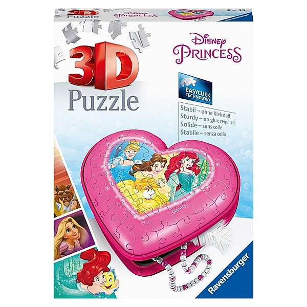 Ravensburger 3D Puzzle 11234 - Herzschatulle - Disney Princess - 54 Teile - für Disney Fans ab 8 Jahren