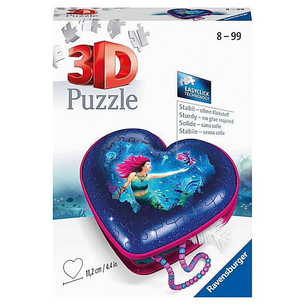 Ravensburger Verlag Ravensburger 3D Puzzle 11249 - Herzschatulle Bezaubernde Meerjungfrauen - 54 Teile - Aufbewahrungsbox für Erwachsene und Kinder ab 8 Jahren