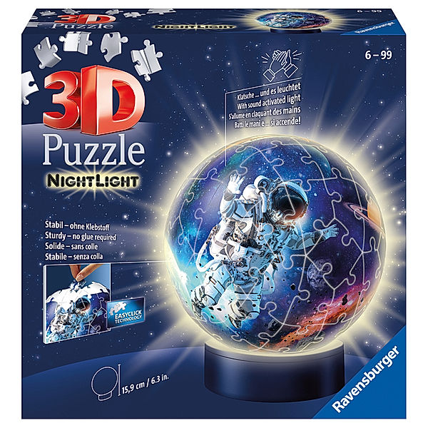 Ravensburger Verlag Ravensburger 3D Puzzle 11264 - Nachtlicht Puzzle-Ball Astronauten im Weltall - 7