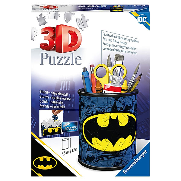 Ravensburger Verlag Ravensburger 3D Puzzle 11275 - Utensilo Batman - 54 Teile - Stiftehalter für Batman Fans ab 6 Jahren, Schreibtisch-Organizer für Kinder