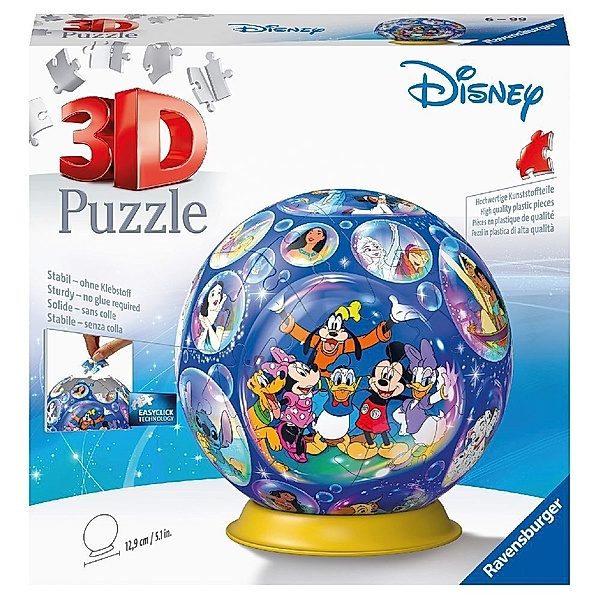 Ravensburger Verlag Ravensburger 3D Puzzle 11561 - Puzzle-Ball Disney Charaktere - 72 Teile - Puzzle-Ball für Disney-Fans ab 6 Jahren