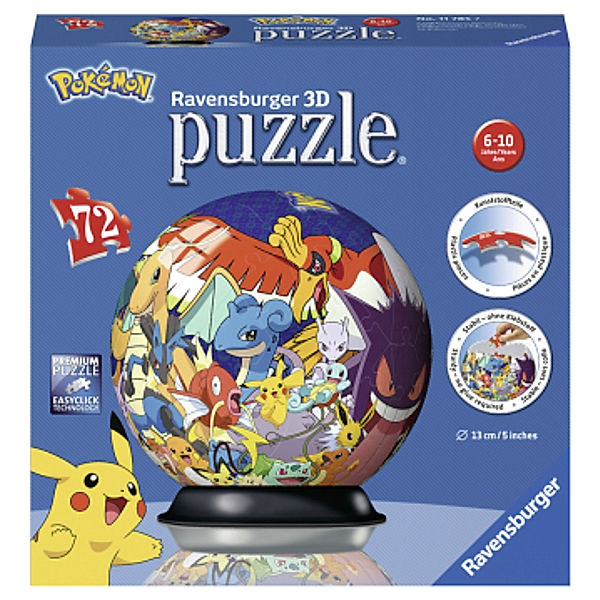 Ravensburger 3D Puzzle 11785 - Puzzle-Ball Pokémon - 72 Teile - Puzzle-Ball  für Pokémon Fans ab 6 Jahren | Weltbild.de