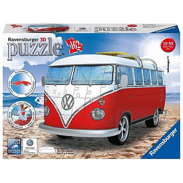 Ravensburger 3D Puzzle 12516 - Volkswagen T1 - Surfer Edition - 162 Teile |  Weltbild.ch