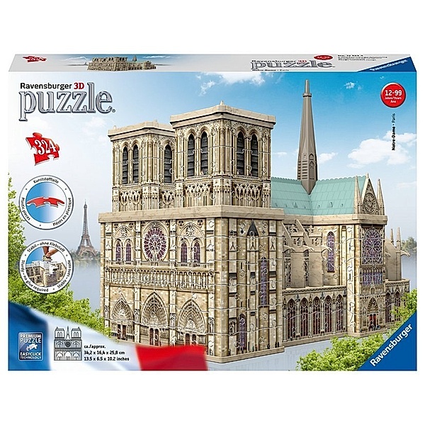 Ravensburger Verlag Ravensburger 3D Puzzle 12523 - Cathédrale Notre-Dame de Paris - 324 Teile - Notre-Dame zum selber Puzzeln ab 10 Jahren