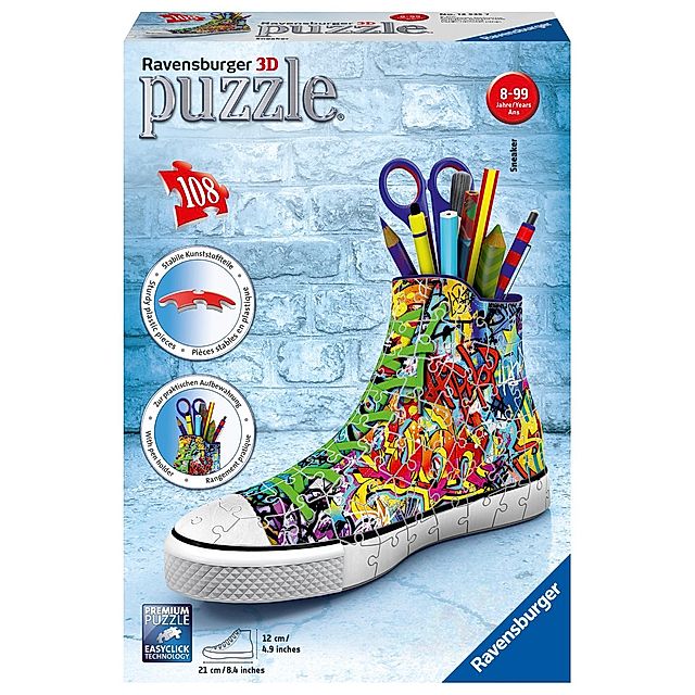 Ravensburger 3D Puzzle 12535 Sneaker Graffiti - Praktischer Stiftehalter -  108 Teile - Schreibtisch-Organizer für Kinder | Weltbild.de