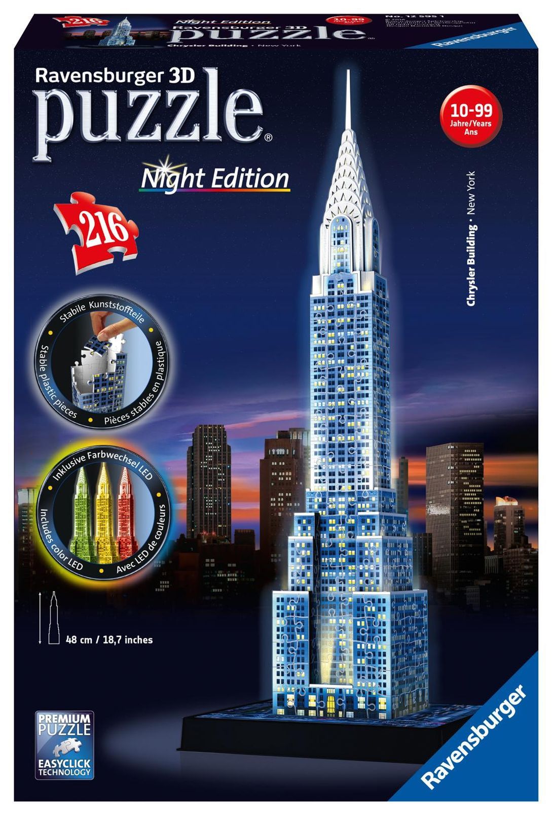 Ravensburger 3D Puzzle 12595 - Chrysler Building bei Nacht - 216 Teile -  für Wolkenkratzer Fans ab 8 Jahren | Weltbild.ch