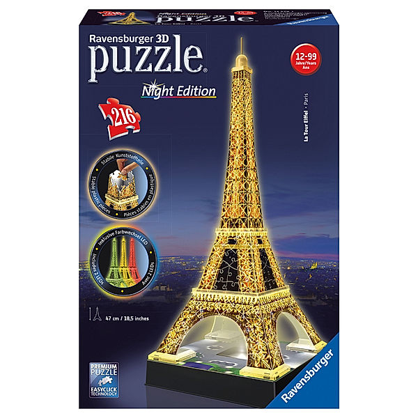 Ravensburger Verlag Ravensburger 3D Puzzle Eiffelturm bei Nacht