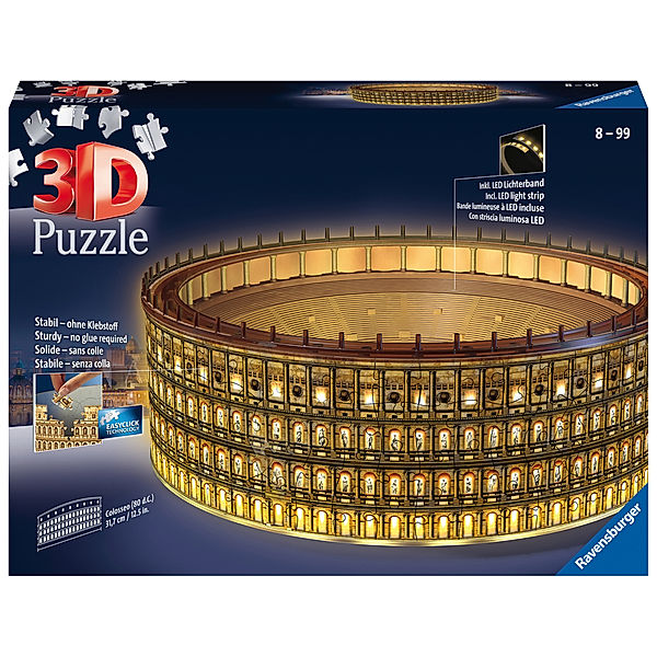 Ravensburger Verlag Ravensburger 3D Puzzle Kolosseum in Rom bei Nacht 11148 - leuchtet im Dunkeln
