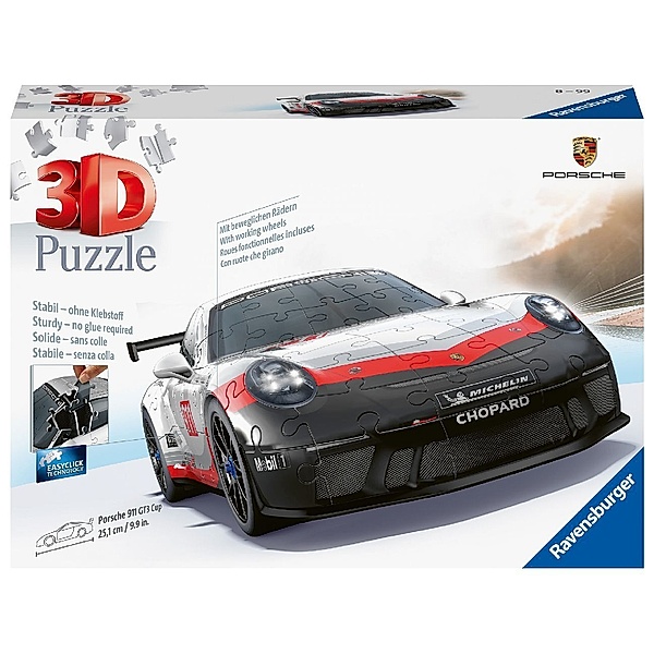 Ravensburger Verlag Ravensburger 3D Puzzle Porsche 911 GT3 Cup 11557 - Das berühmte Fahrzeug und Sportwagen als 3D Puzzle Auto