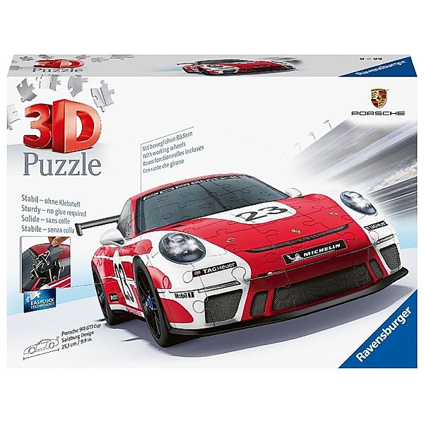 Ravensburger Verlag Ravensburger 3D Puzzle Porsche 911 GT3 Cup im Salzburg Design 11558 - Das berühmte Fahrzeug und Sportwagen als 3D Puzzle Auto
