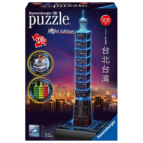 Ravensburger Verlag Ravensburger 3D Puzzle Taipei 101 bei Nacht 11149 - leuchtet im Dunkeln