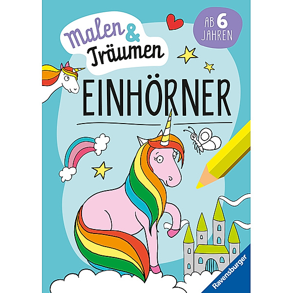 Ravensburger Einhörner - malen und träumen - 24 Ausmalbilder für Kinder ab 6 Jahren - Einhorn-Motive zum Entspannen