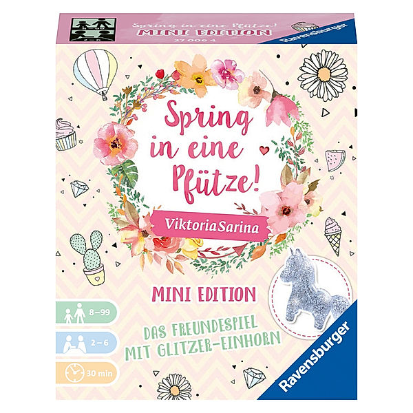 Ravensburger Verlag Ravensburger Familienspiel - Spring in eine Pfütze! - Mini Edition 27006 - Spiel für Kinder ab 8 Jahren mit Glitzer Einhorn, Janet Kneisel