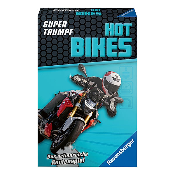 Ravensburger Verlag Ravensburger Kartenspiel, Supertrumpf Hot Bikes, 20693, Quartett und Trumpf-Spiel für Technik-Fans ab 7 Jahren