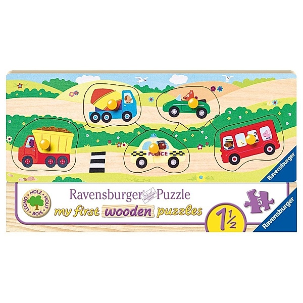 Ravensburger Verlag Ravensburger Kinderpuzzle - 03236 Allererste Fahrzeuge - my first wooden puzzle mit 5 Teilen - Puzzle für Kinder ab 1,5 Jahren - Holzpuzzle