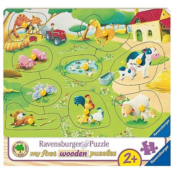 Ravensburger Verlag Ravensburger Kinderpuzzle - 03683 Kleiner Bauernhof - my first wooden puzzle mit 9 Teilen - Puzzle für Kinder ab 2 Jahren - Holzpuzzle