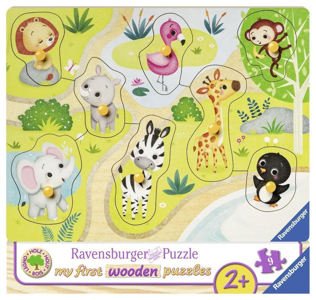 Ravensburger Kinderpuzzle - 03687 Unterwegs im Zoo - my first wooden puzzle  mit 10 Teilen - Puzzle für Kinder ab 2 Jahre | Weltbild.ch