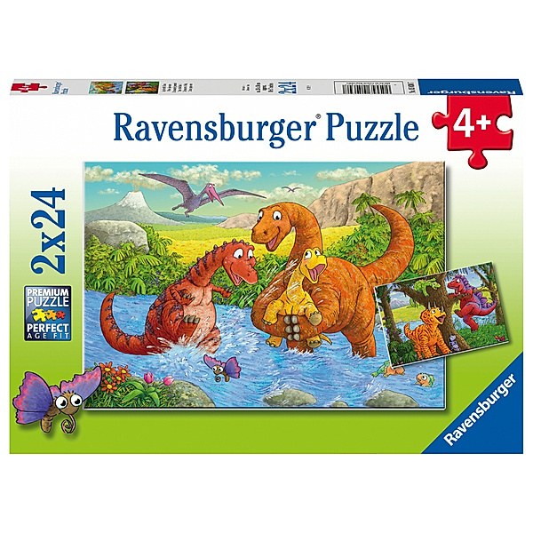 Ravensburger Verlag Ravensburger Kinderpuzzle - 05030 Spielende Dinos - Puzzle für Kinder ab 4 Jahren, mit 2x24 Teilen