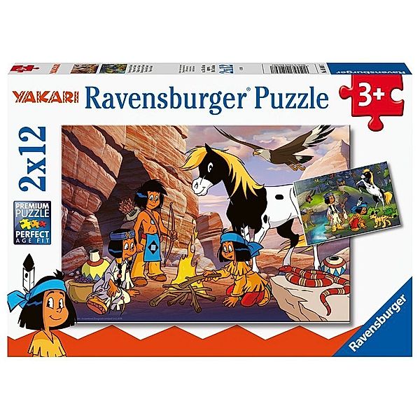 Ravensburger Verlag Ravensburger Kinderpuzzle - 05069 Unterwegs mit Yakari - Puzzle für Kinder ab 3 Jahren, mit 2x12 Teilen