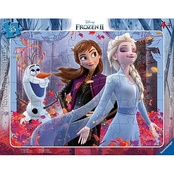 Ravensburger Verlag Ravensburger Kinderpuzzle - 05074 Magische Natur - Rahmenpuzzle für Kinder ab 4 Jahren, Disney Frozen Puzzle mit Anna und Elsa, mit 35 Teilen