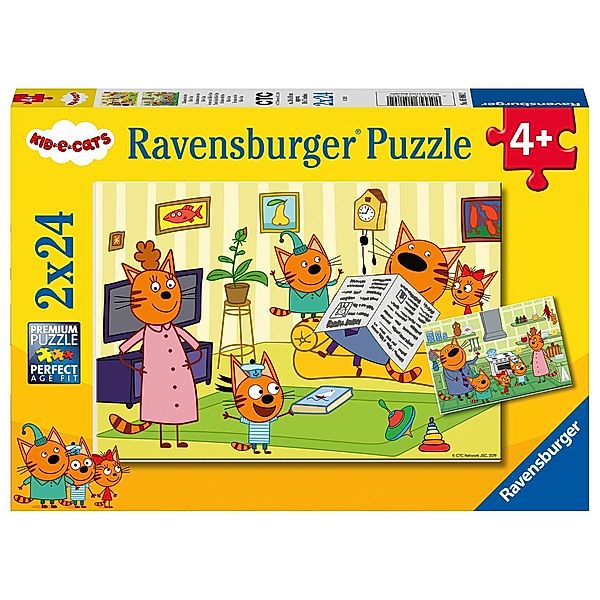 Ravensburger Kinderpuzzle - 05080 Zuhause bei den Kid E Cats - Puzzle für Kinder ab 4 Jahren, mit 2x24 Teilen