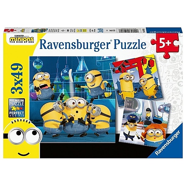 Ravensburger Verlag Ravensburger Kinderpuzzle - 05082 Witzige Minions - Puzzle für Kinder ab 5 Jahren, mit 3x49 Teilen