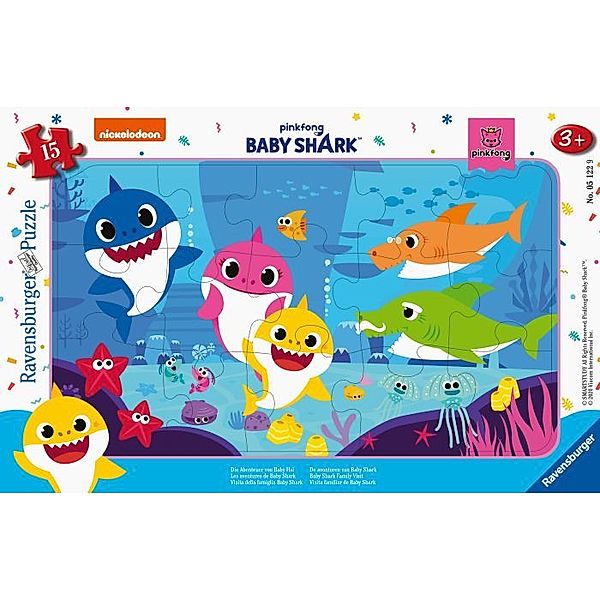 Ravensburger Verlag Ravensburger Kinderpuzzle - 05122 Die Abenteuer von Baby Hai - Rahmenpuzzle für Kinder ab 3 Jahren, mit 15 Teilen