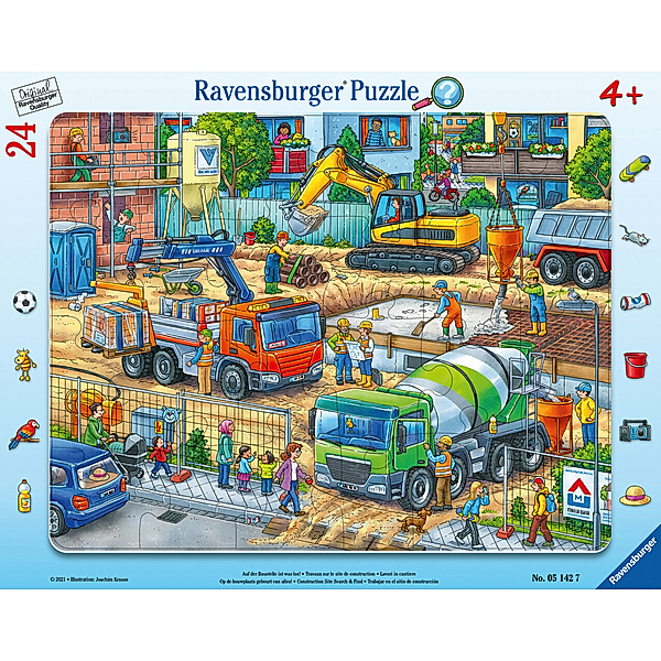Ravensburger Verlag Ravensburger Kinderpuzzle - 05142 Auf der Baustelle ist was los! - Rahmenpuzzle für Kinder ab 4 Jahren, mit 24 Teilen