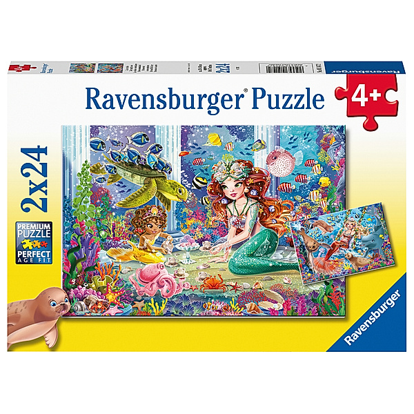 Ravensburger Verlag Ravensburger Kinderpuzzle - 05147 Zauberhafte Meerjungfrauen - Puzzle für Kinder ab 4 Jahren, mit 2x24 Teilen