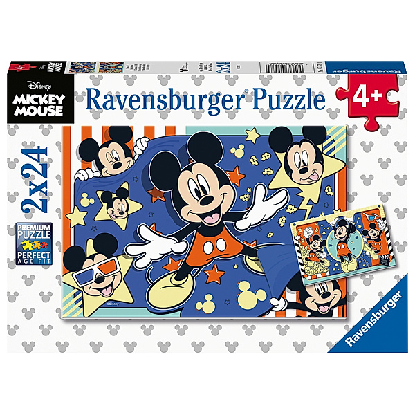 Ravensburger Verlag Ravensburger Kinderpuzzle 05578 - Film ab! - 2x24 Teile Disney Puzzle für Kinder ab 4 Jahren