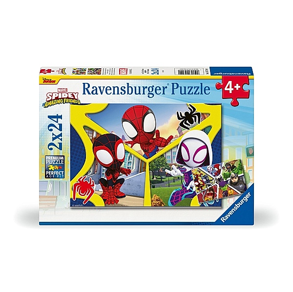 Ravensburger Kinderpuzzle 05729 - Spidey und seine Super-Freunde - 2x24 Teile Spidey Puzzle für Kinder ab 4 Jahren