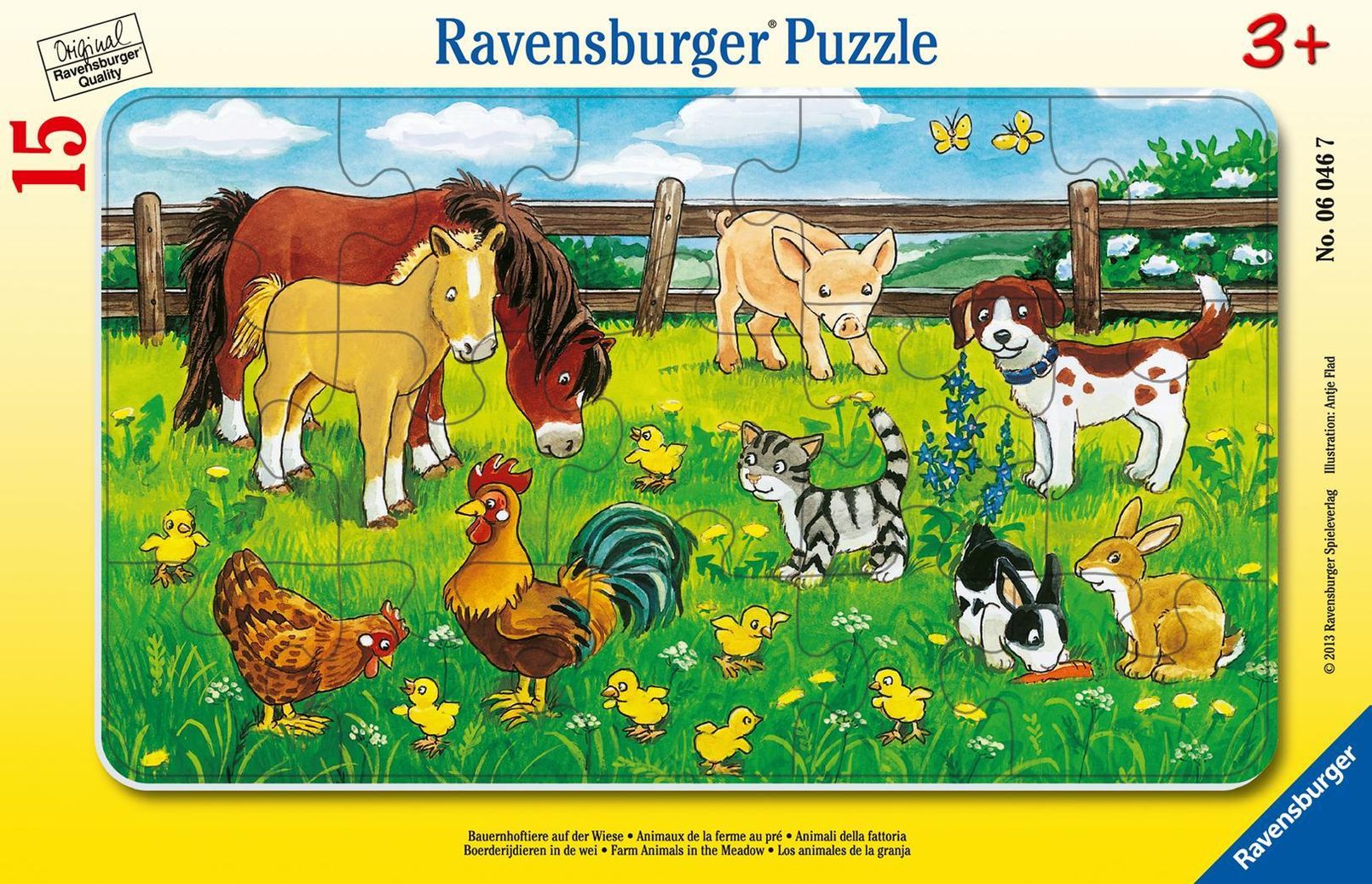 Ravensburger Kinderpuzzle - 06046 Bauernhoftiere auf der Wiese -  Rahmenpuzzle für Kinder ab 3 Jahren, mit 15 Teilen | Weltbild.at
