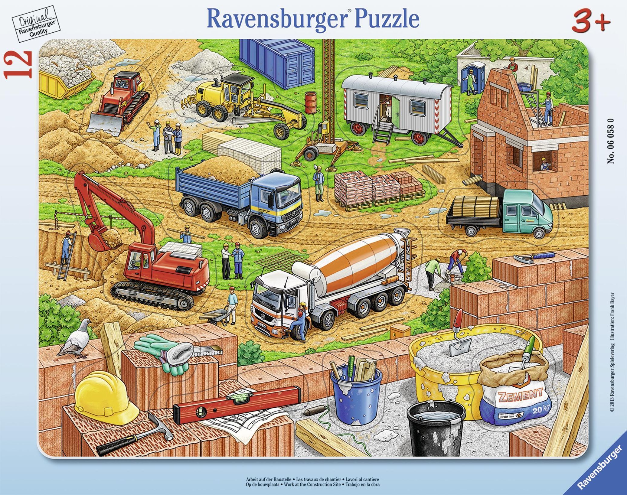 Ravensburger Kinderpuzzle - 06058 Arbeit auf der Baustelle - Rahmenpuzzle  für Kinder ab 3 Jahren, mit 12 Teilen | Weltbild.at