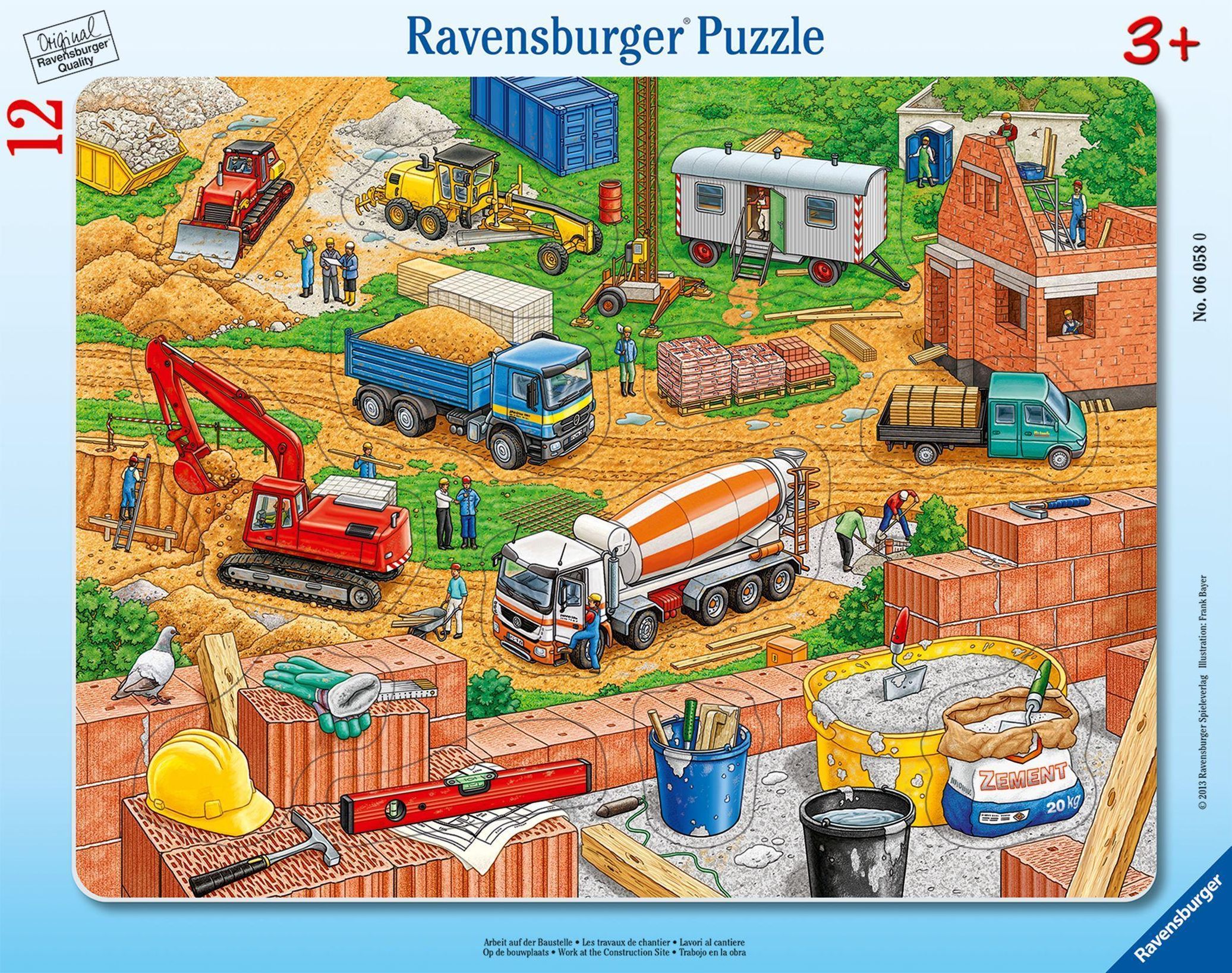 Ravensburger Kinderpuzzle - 06058 Arbeit auf der Baustelle - Rahmenpuzzle  für Kinder ab 3 Jahren, mit 12 Teilen | Weltbild.de